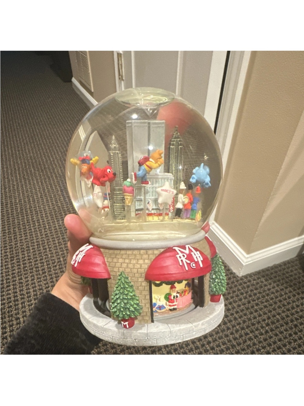 Macy's Festive City Snow Globe with Red Awnings